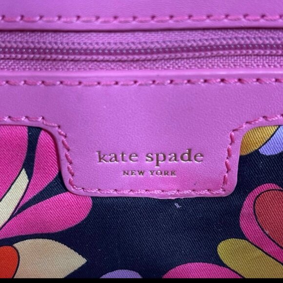 KATE SPADE NEW YORK BRIGHT PINK WOVEN STRAW LEATHER CLUTCH BAG - Picture 11 of 11